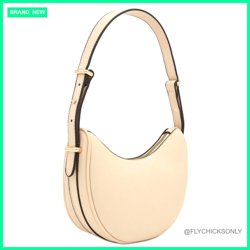Small Faux Leather Underarm Shoulder Bag Hobo Style Adjustable Strap